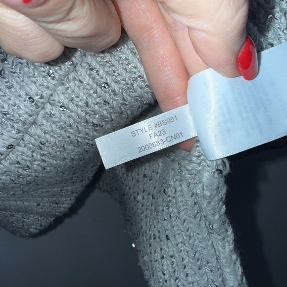 J. Crew Sequin V Neck Cardigan Sweater - Silver/Gray S - Picture 7 of 7